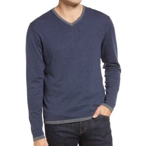 NEW Robert Barakette‎ V-Neck Sweater Sutterburn Blue Size XL Mens Nordstrom Knit